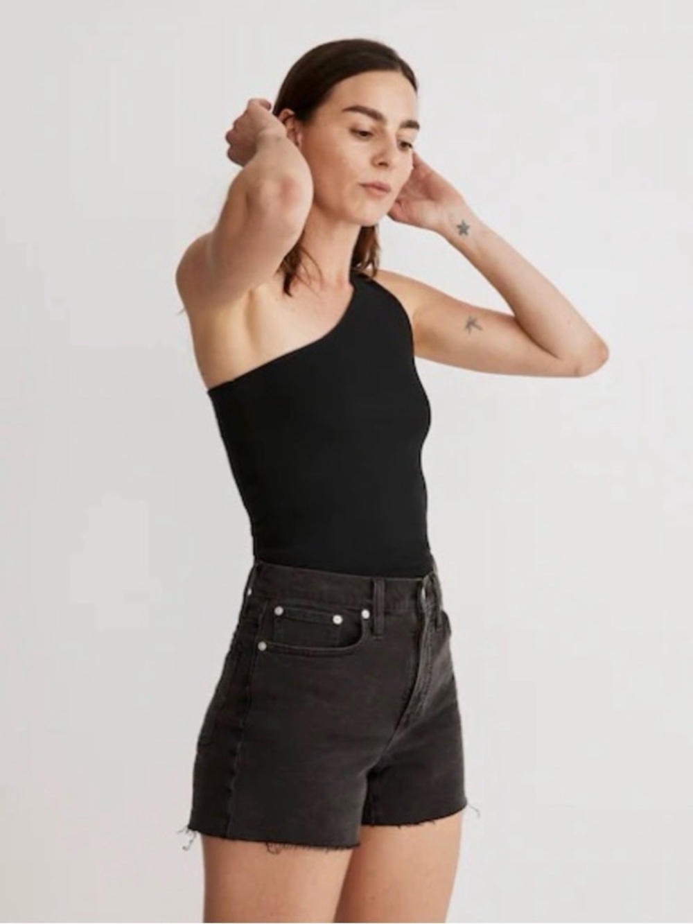 Madewell High Rise Black Denim Jean Shorts